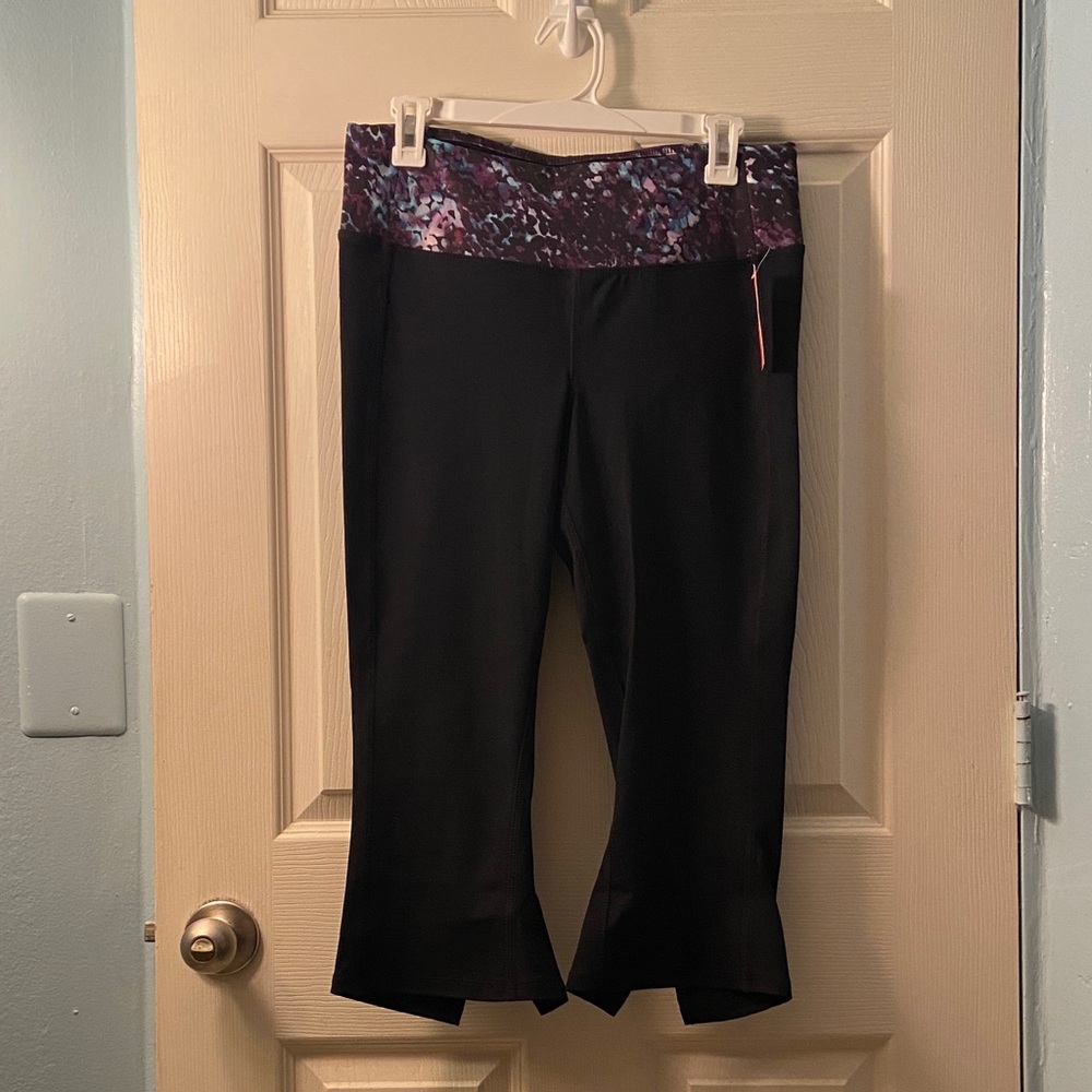 Joe Fresh Black Active Pants with Purple Waistband size M